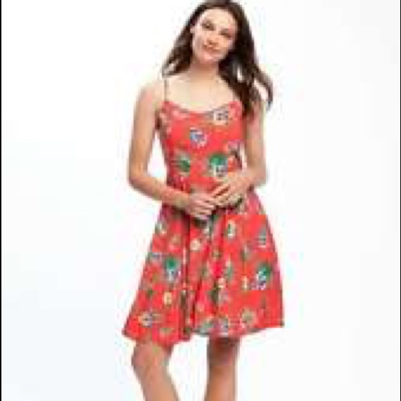 old navy red floral dress